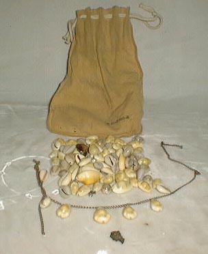 WW 2 Puca beads in leather pouch