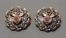 Gold Tone Mesh Crystal Earrings