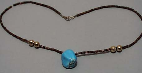 Turquoise & Brown Beads Necklace