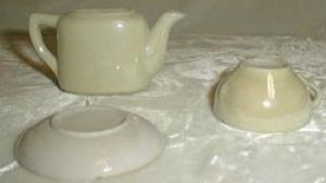 Miniature Child's Flower Cup & Saucer, Teapot