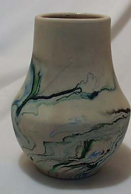 Nemadji blue green oil drip vase