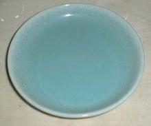 Bliss China Porcelain handcrafted plate, aqua/white