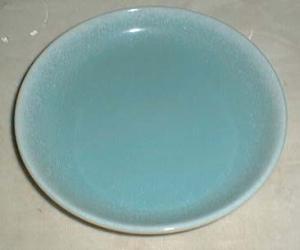 Bliss China Porcelain handcrafted plate, aqua/white