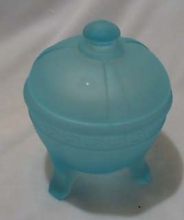 Blue Satin Glass Bowl with Lid