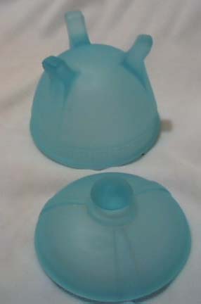 Blue Satin Glass Bowl with Lid
