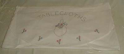 Hand Embroidered Tablecloth Cover or Holder