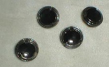 4 black glass & chrome painted buttons