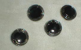 4 black glass & chrome painted buttons