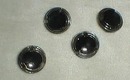 4 black glass & chrome painted buttons
