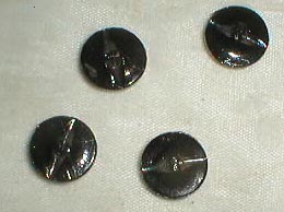 4 black glass & chrome painted buttons