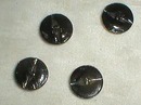 4 black glass & chrome painted buttons