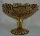 Yellow Glass ruffled compote,Fenton?