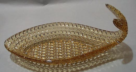 Pattern Glass Dish Fish Shaped