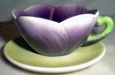 Lefton Tulip cup with attached saucer