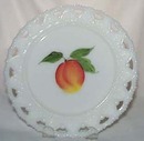 Kemple Milk glass Plate with H.P. peach