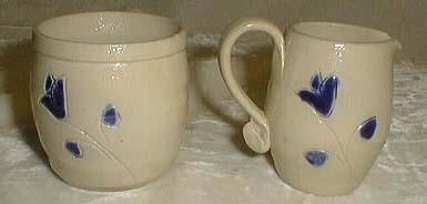 Williamsburg Pottery mini pitcher & crock