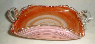 Bowl, Orange/Red/White Swirl Striped