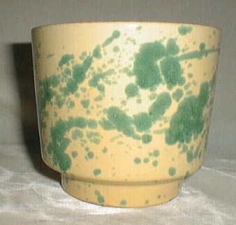 West Germany Planter Green Splatter Yelloware