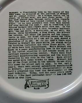 Elkhart Centennial 1858-1958 Collectors Plate