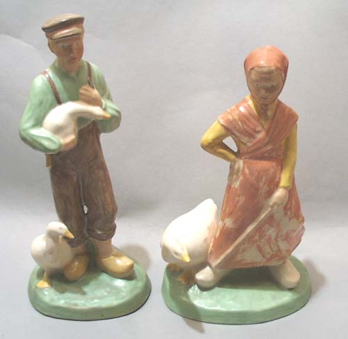 Dutch Couple With Geese Milk Glaze Wash