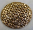 Brooch Goldtone Clear Crystals Round