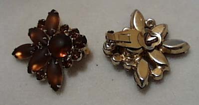 Amber Glass Clip Earrings