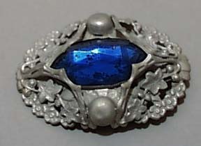 Blue Shoe Button In Silver tone