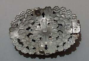 Blue Shoe Button In Silver tone