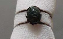 Green Gem Stone in Silver Tone