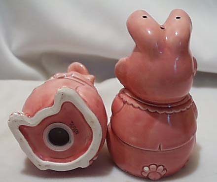 Chubby Ceramic Pink Bunnies S & P Japan