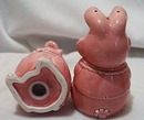 Chubby Ceramic Pink Bunnies S & P Japan