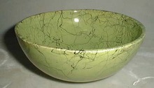 Splatterware cereal bowl in green and black