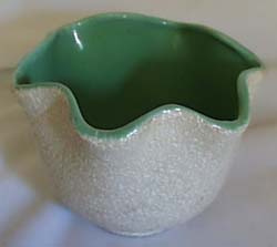 Splatterware planter in green and white