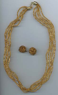 Multistrand Glass Beads Necklace & Earrings