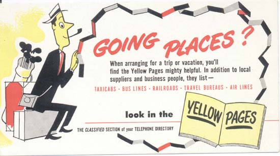 Yellow pages ink blotter, 1950 era