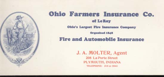 OLD Farmers Ins. ink blotter, Plymouth IN