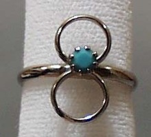 Simulated Turquoise Silver Tone Ring