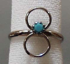 Simulated Turquoise Silver Tone Ring