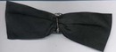 Black ribbon bow with rhinestone pin. Pin is