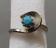 Simulated Turquoise & Silver Tone Ring
