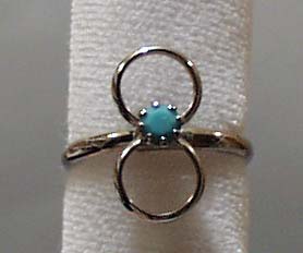 Simulated Turquoise Silver Tone Ring