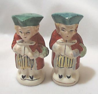 Colonial Dressed Ceramic Salt & Pepper, toby
