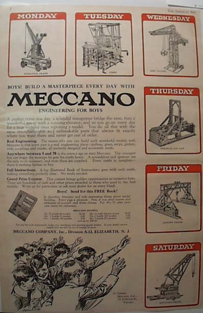 1923 Meccano Engineering toy set Ad Toronto