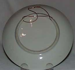Moriage on porcelain plate Japan pagoda scene