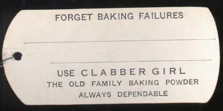 Clabber Girl Baking Powder Wire Tag, unusual