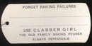Clabber Girl Baking Powder Wire Tag, unusual
