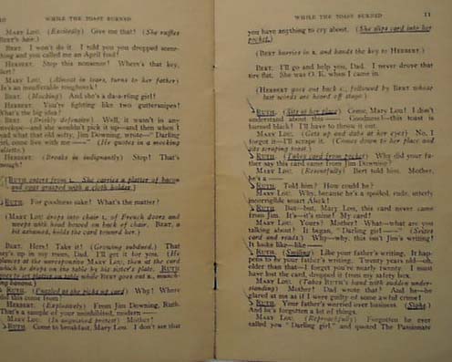 Baker Play 1934 While the Toast Burned