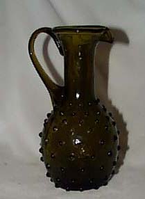Hobnail cruet pitcher in dk green