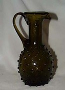 Hobnail cruet pitcher in dk green
