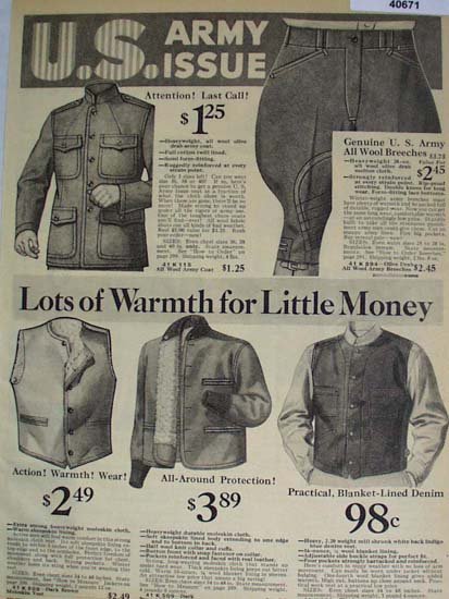 Sears Army Issue Breeches and Vests 1936 Ad